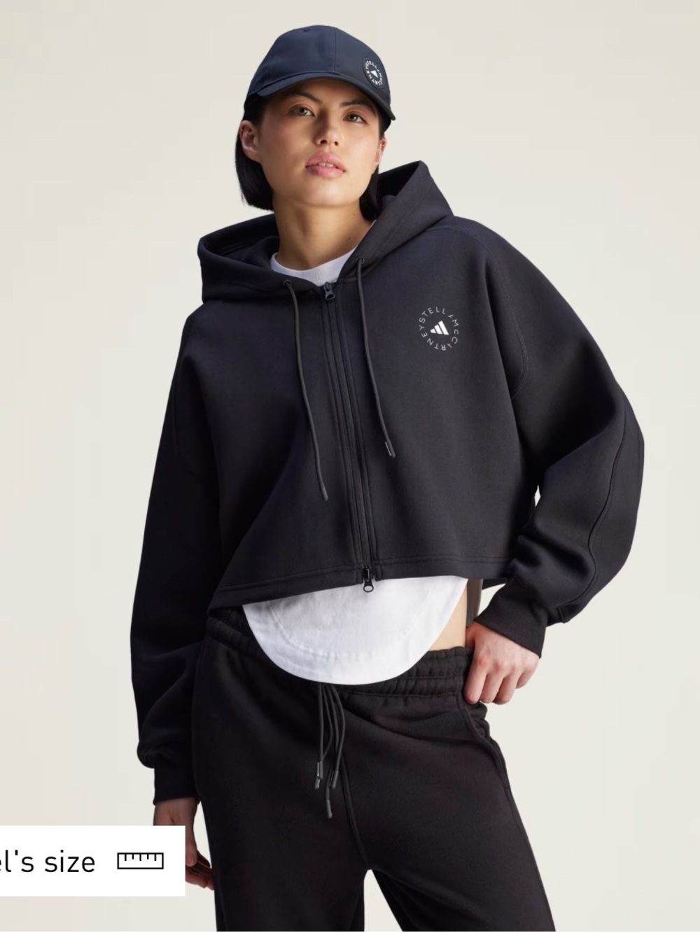Stella McCartney for Adidas Black Cropped Hoodie